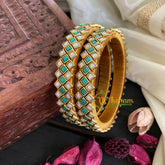 Kada Kundan Bangle -Turquoise Matt-G4854